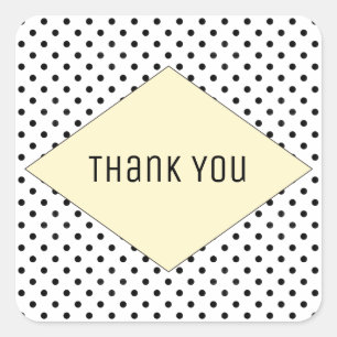 Yellow Modern Polka Dots Wedding Thank You Square Sticker