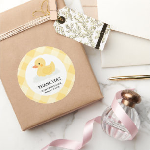 Yellow Modern Rubber Ducky Baby Shower Classic Round Sticker