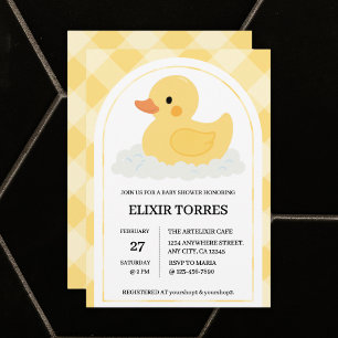 Yellow Modern Rubber Ducky Baby Shower Invitation