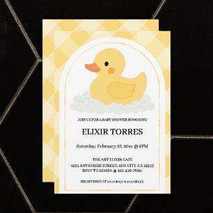 Yellow Modern Rubber Ducky Baby Shower Invitation