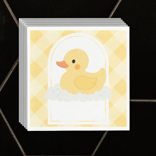 Yellow Modern Rubber Ducky Baby Shower Napkin