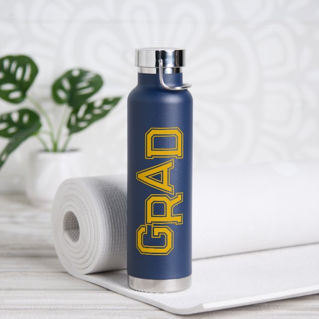 Yellow Modern Simple High School Grad Graduation Water Bottle (Yoga)