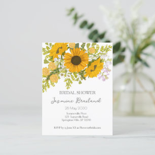 Yellow Modern Sunflowers Bouquet Bridal Shower  Postcard