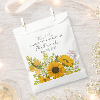 Yellow Modern Sunflowers Bouquet Wedding  Favour Bags