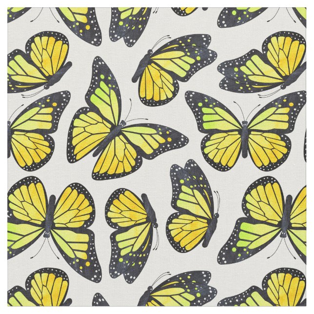 Yellow Monarch Butterfly Pattern Fabric (Close Up)