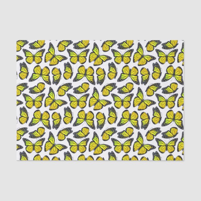 Yellow Monarch Butterfly Pattern Tissue Paper (Front)