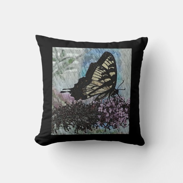 Yellow Monarch Butterfly Pillow (Front)