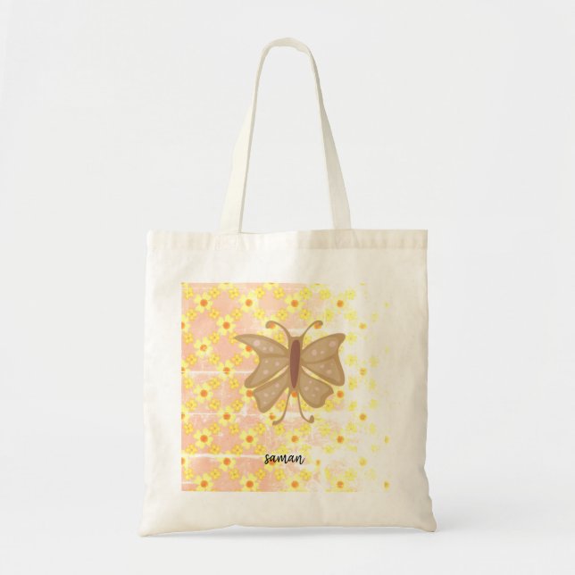 Yellow Monarch Butterfly Tote Bag (Front)