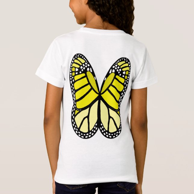Yellow Monarch Butterfly Wings T-Shirt (Back)
