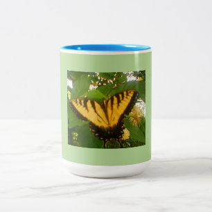 Yellow Monarch Feeding Two-Tone Coffee Mug