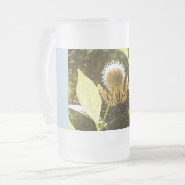 Yellow Monarch Frosty Glass Mug (Front Left)