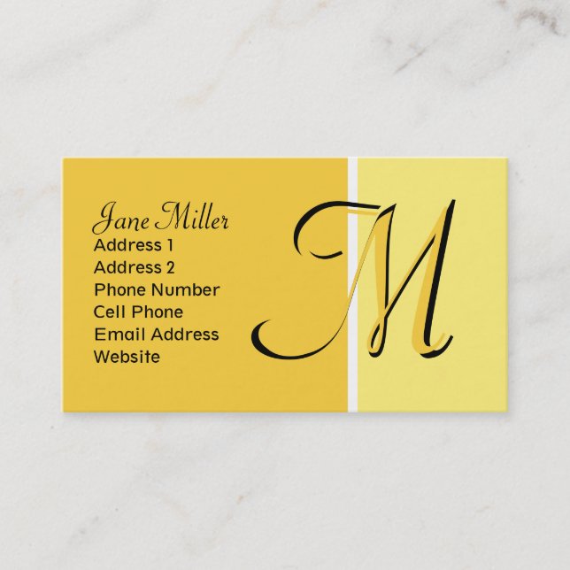 yellow monogram business card (Front)