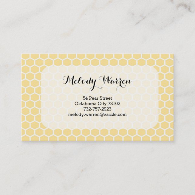 Yellow Monogram Hexagon Business Card (Front)