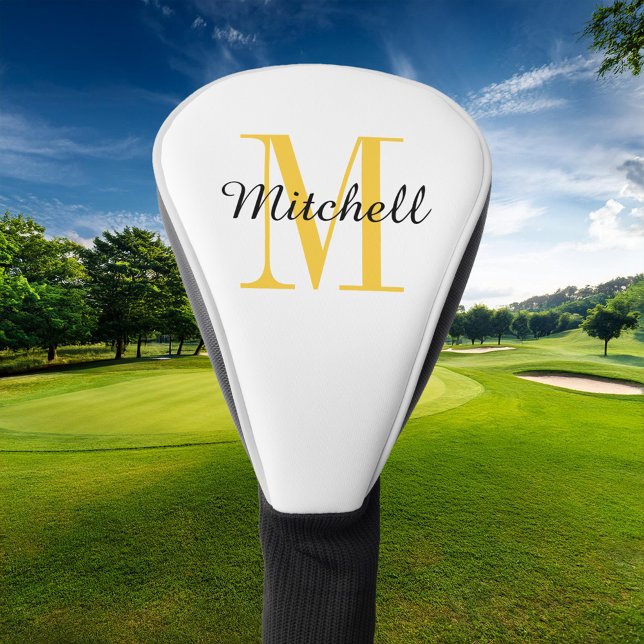 Yellow Monogram Initial and Name Personalised Golf Head Cover (Creator Uploaded)