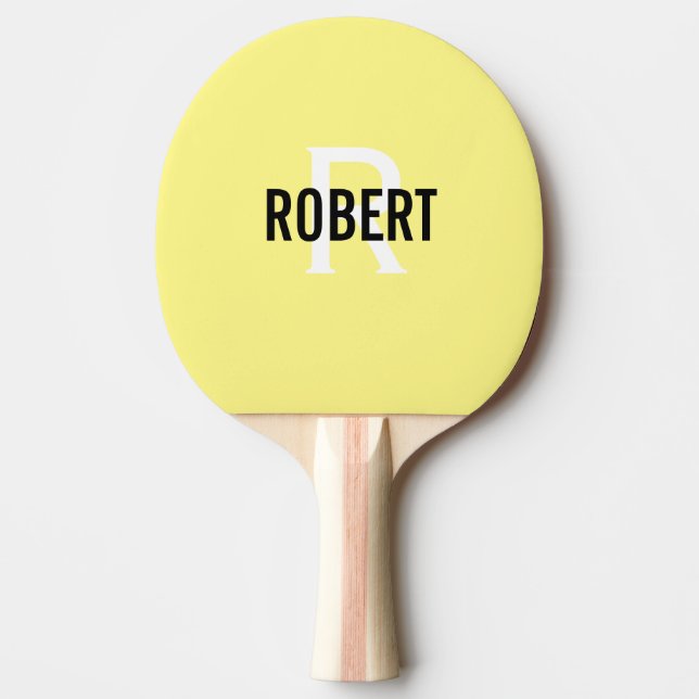 Yellow monogram name ping pong paddle (Front)