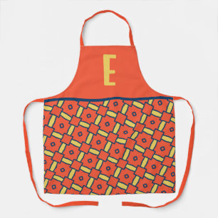 Yellow Monogram Orange Geometric Pattern Apron