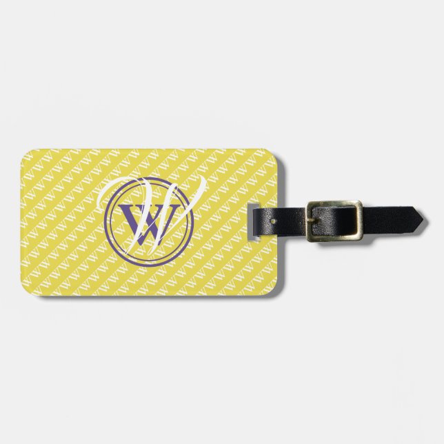 Yellow Monogram Proverbs Scripture Luggage Tag (Front Horizontal)