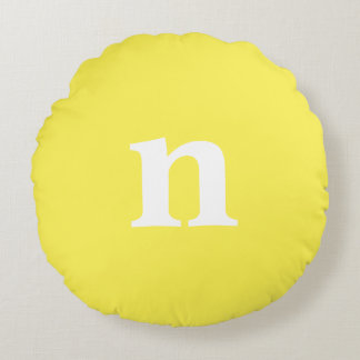 Yellow Monogram Round Cushion
