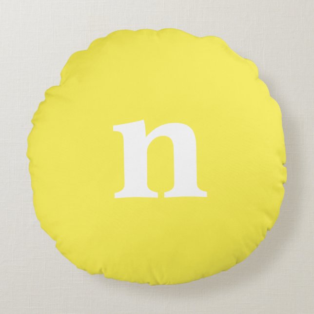 Yellow Monogram Round Cushion (Front)
