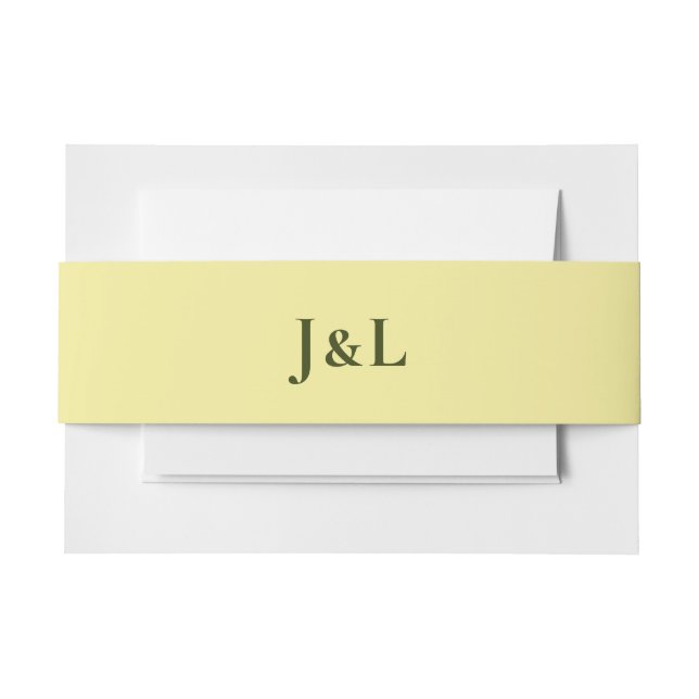 Yellow Monogram Wedding Invitation Belly Band (Front Example)
