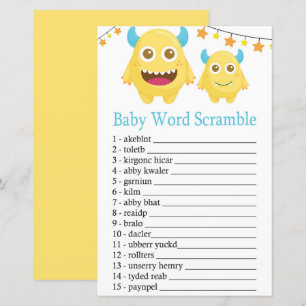 Yellow Monster Baby word scramble game