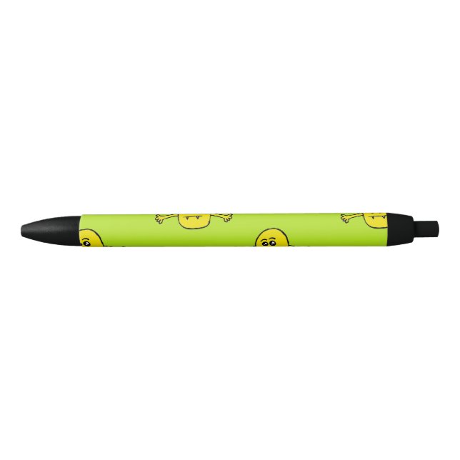 Yellow monster on green black ink pen (Front)
