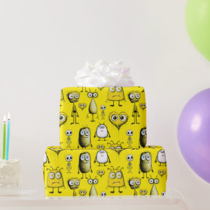 Yellow Monsters Wrapping Paper