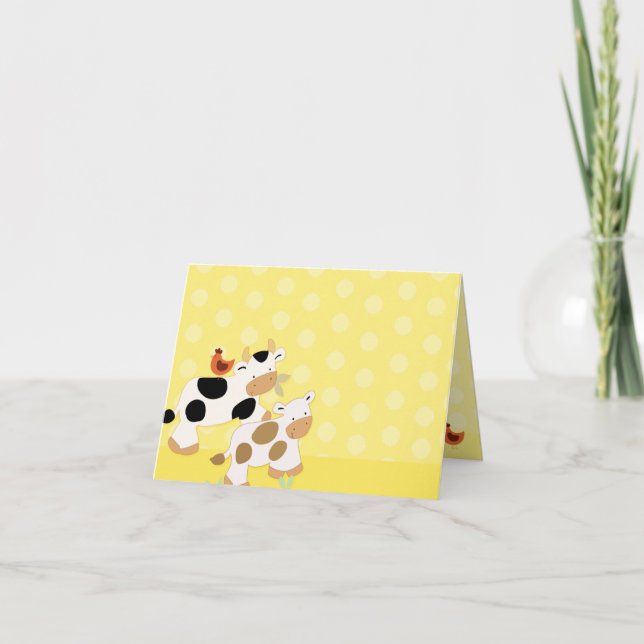Yellow Moo Cows Note Card (Front)