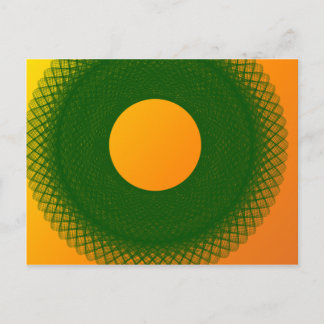 yellow moon in green postcard
