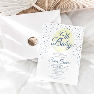 Yellow Moon Stars Oh Baby Neutral Shower Invitation