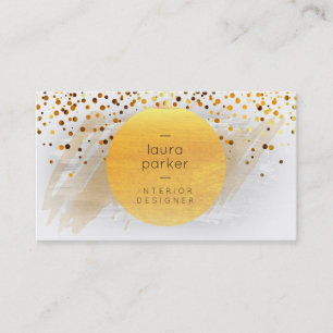 Yellow Moon Watercolor Splatter Confetti Modern Business Card