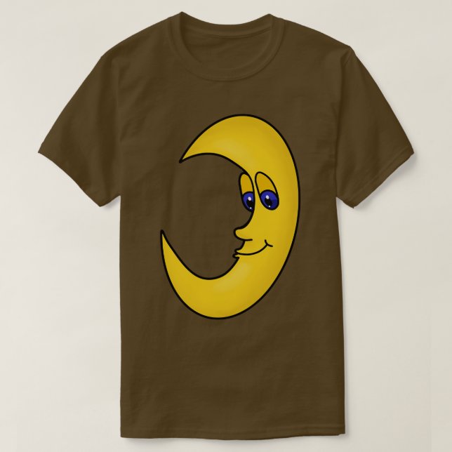 Yellow Moon With Blue Eyes T-Shirt (Design Front)