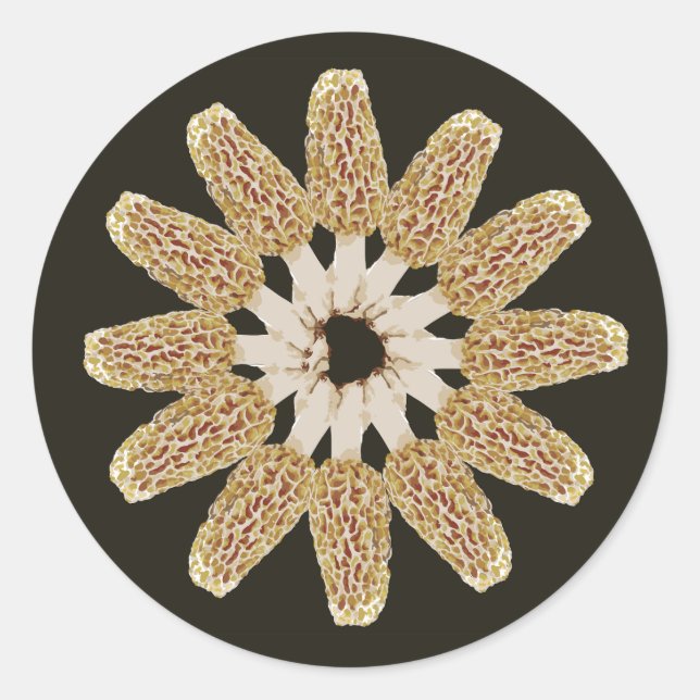 Yellow Morel Mandala Sticker Morchella esculenta (Front)