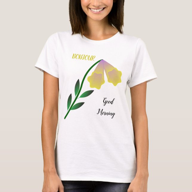 Yellow Morning Star Flowers & Quote T-Shirt (Front)