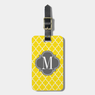 Yellow Moroccan Tiles Lattice Personalised Luggage Tag