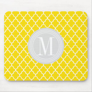 Yellow Moroccan Tiles Lattice Personalised Mouse Mat