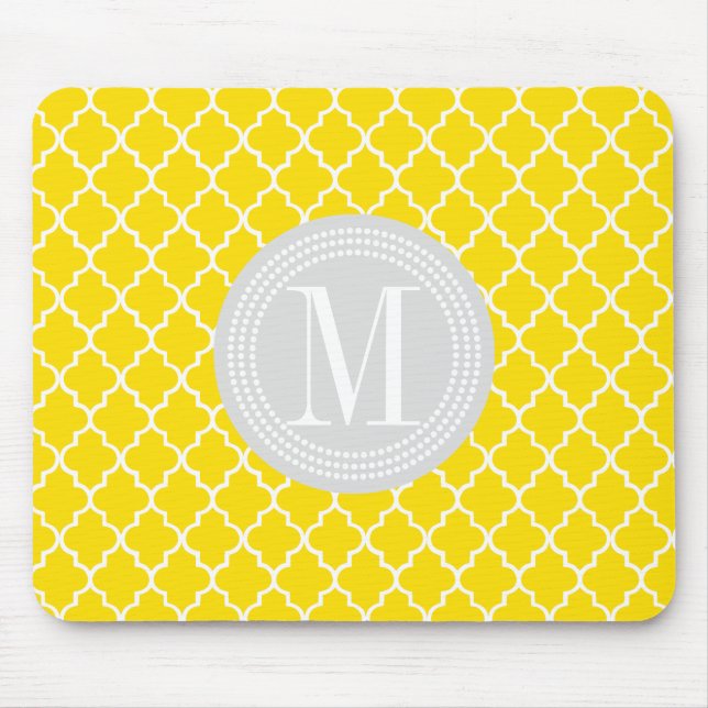 Yellow Moroccan Tiles Lattice Personalised Mouse Mat (Front)