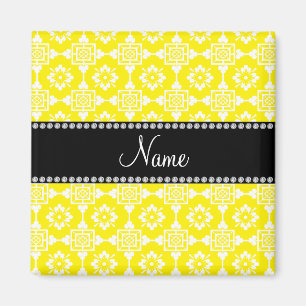 Yellow moroccan trellis personalised name magnet
