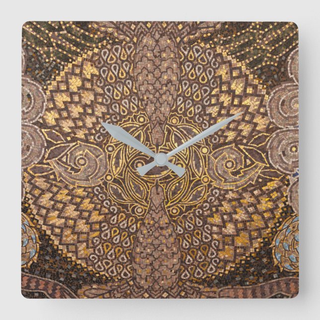 Yellow Mosiac Detail, Germany Square Wall Clock (Front)