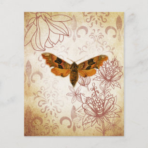 Yellow Moth Vintage Floral Scrapbook Paper