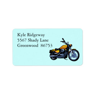 Yellow Motorcycle Address Label
