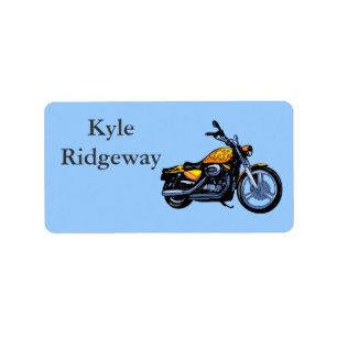 Yellow Motorcycle Name Label