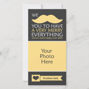 Yellow Moustache Merry Everything Holiday Photo Card