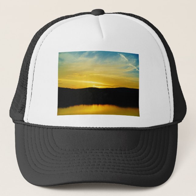 Yellow Mt Lake Sunset Trucker Hat (Front)
