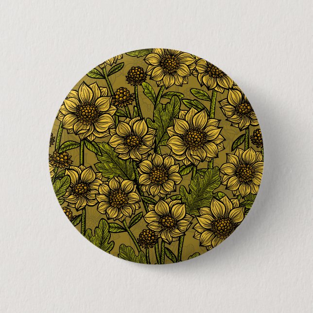 Yellow Mums 6 Cm Round Badge (Front)