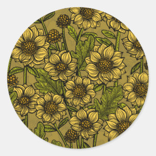 Yellow Mums Classic Round Sticker