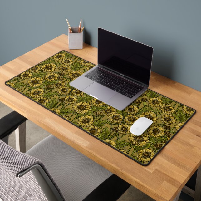 Yellow Mums Desk Mat (Office 2)