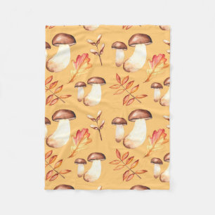 Yellow Mushroom Garden Fleece Blanket