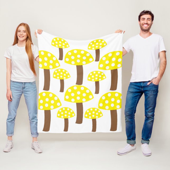 Yellow Mushrooms Pattern Fleece Blanket (In Situ)