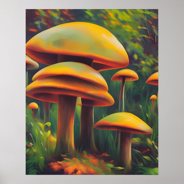 Yellow Mushrooms Poster (Front)